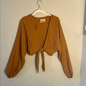 Urban Outfitters Mustard Tie-Front Blouse